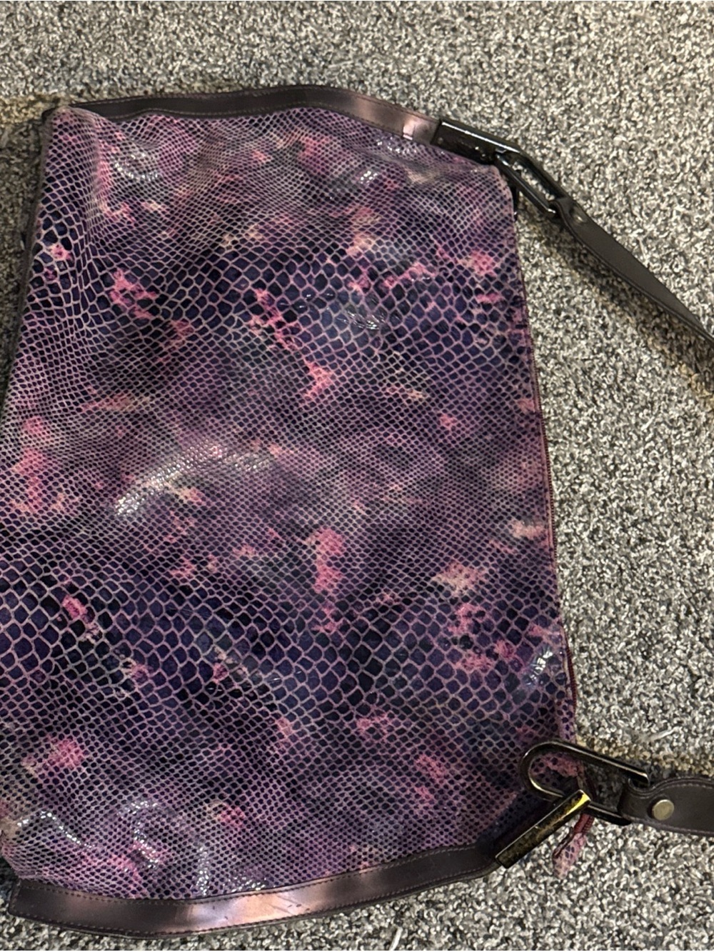 Vintage Claude Gerard Purple Snakeskin Purse Bag Paris 16.5”x10.5” France - Picture 4 of 11